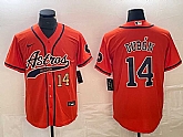 Men's Houston Astros #14 Mauricio Dubon Number Orange With Patch Cool Base Stitched Baseball Jersey,baseball caps,new era cap wholesale,wholesale hats